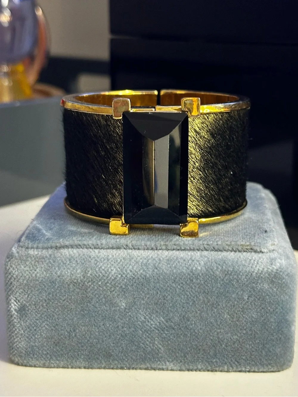 KARA by Kara Ross Gold-Tone & Black Pony Hair Cuff Bracelet